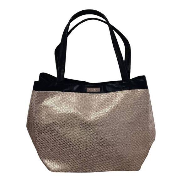 Authentic Versace Gold Tote Bag Shopping Beach Weekender Metallic Bag NWOT - Picture 1 of 5